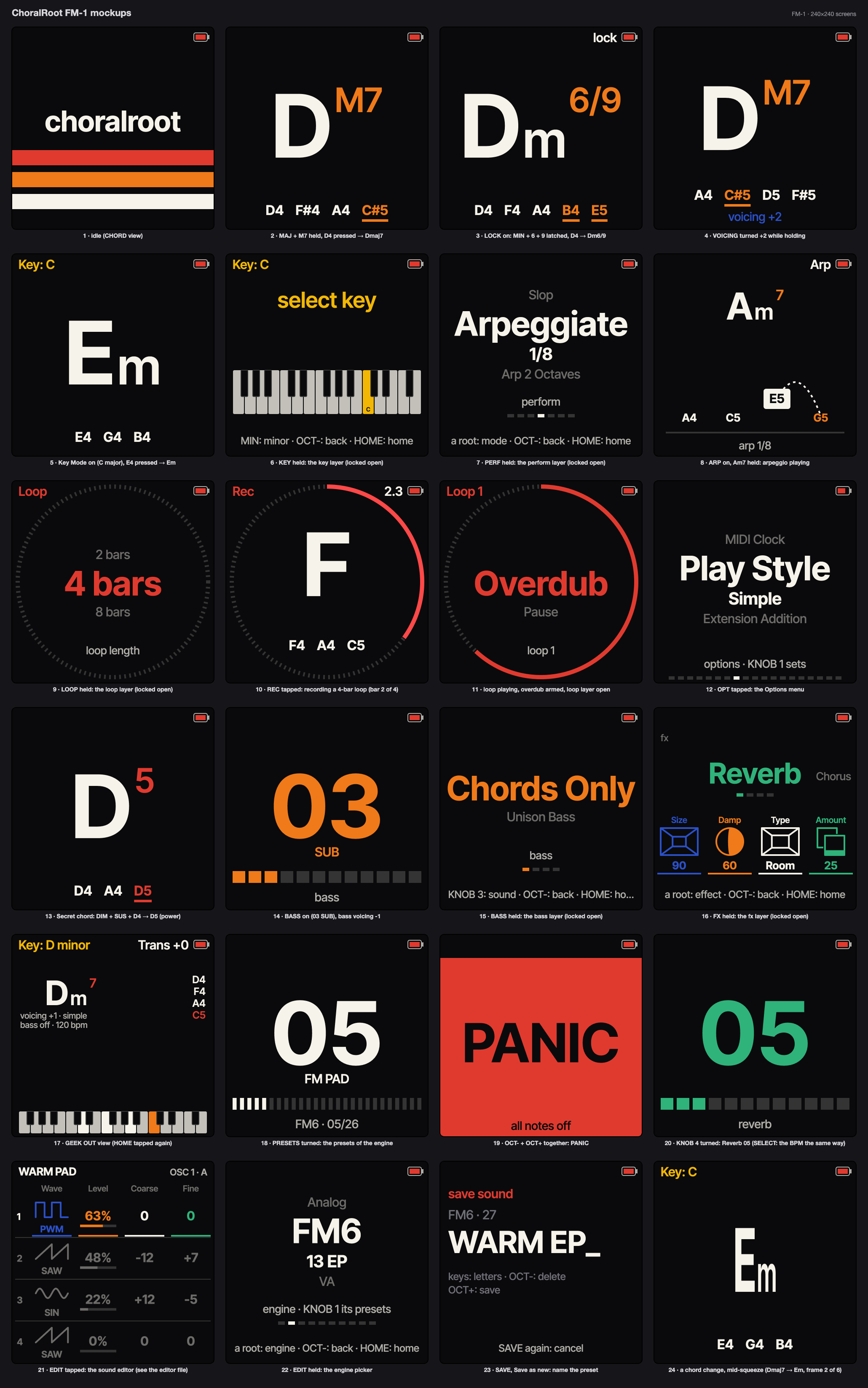 Screenshot of ChoralRoot running on the M-VAVE FM-1