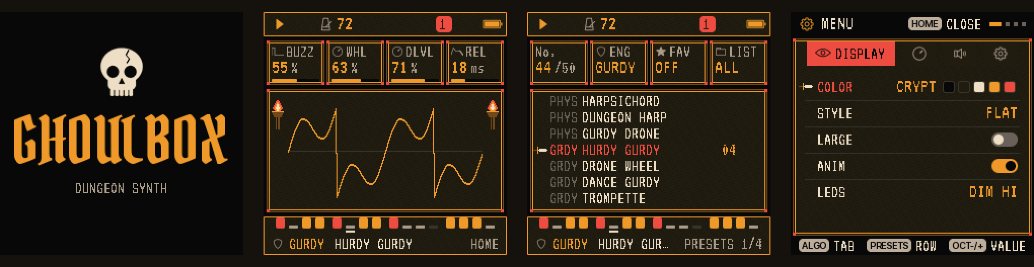 Screenshot of GHOULBOX running on the M-VAVE FM-1