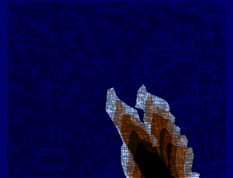 The dancer against the navy dither field